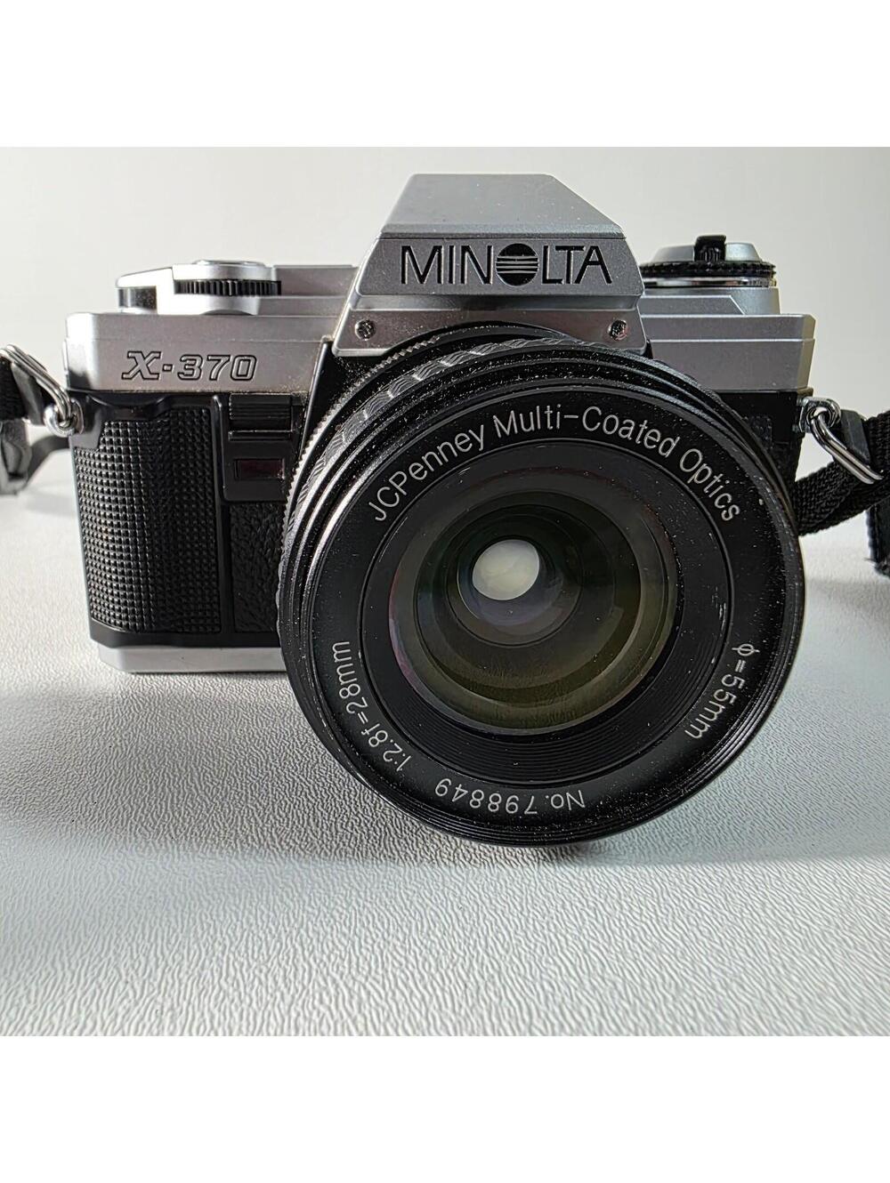 Minolta X-370 35mm Film SLR Camera W/28mm Lens & Minolta Auto Winder - Working
